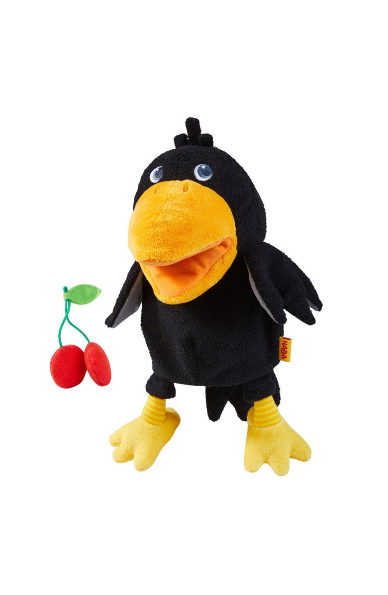 HABA Theo the Raven Hand Puppet - Interactive Puppet Show Toy with Cherries, Pretend Play Set and Toddler Toys for 18 Months and Up, Main, color, Black Multi