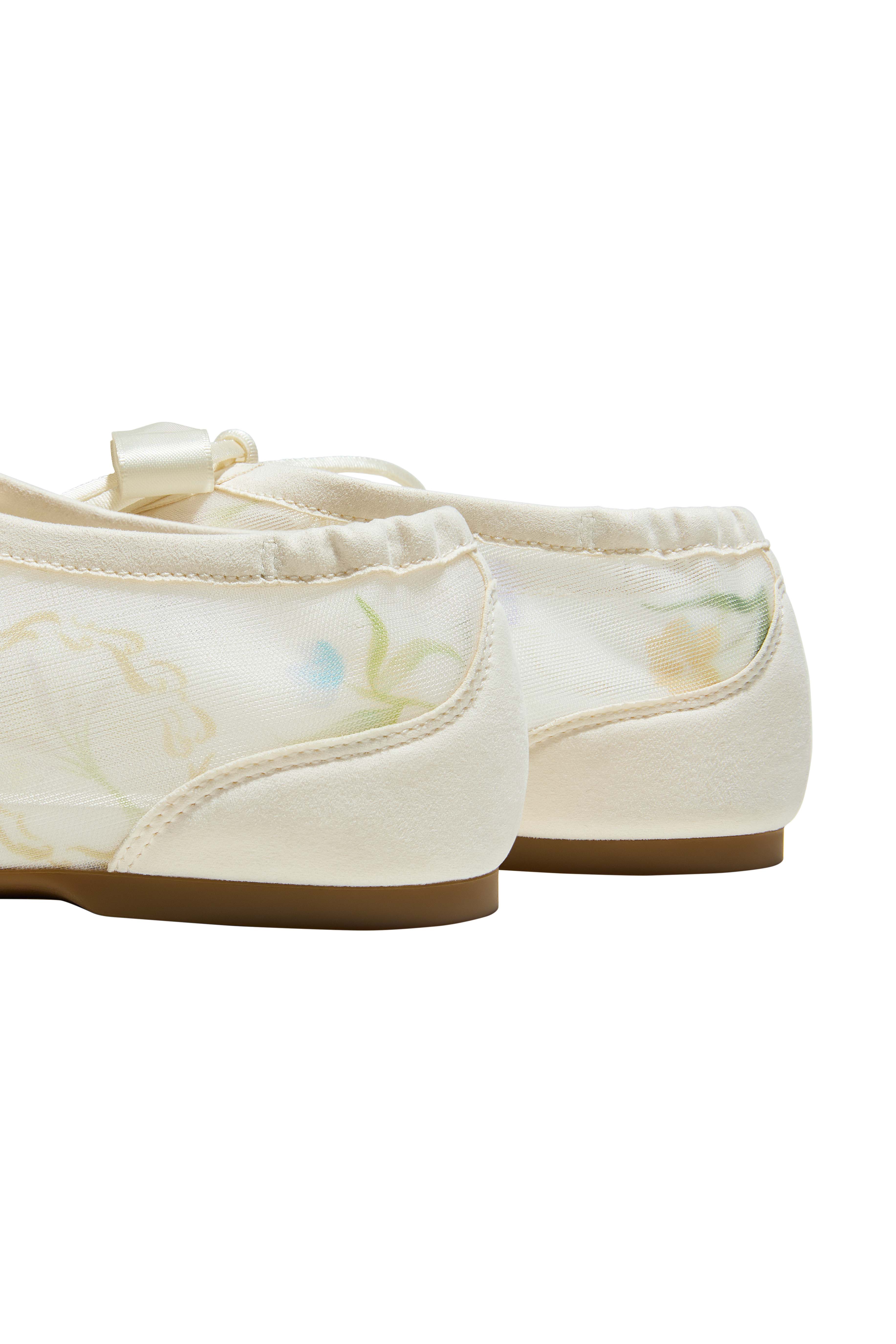 Healing Garden | Cristina Square-Toe Lace-Up Sneakerinas, Alternate, color, CREAM-FRENCH FLORAL PNT