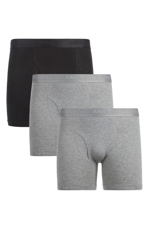 Memoi Assorted 3-pack Cool Stretch Cotton Boxer Briefs In Multi