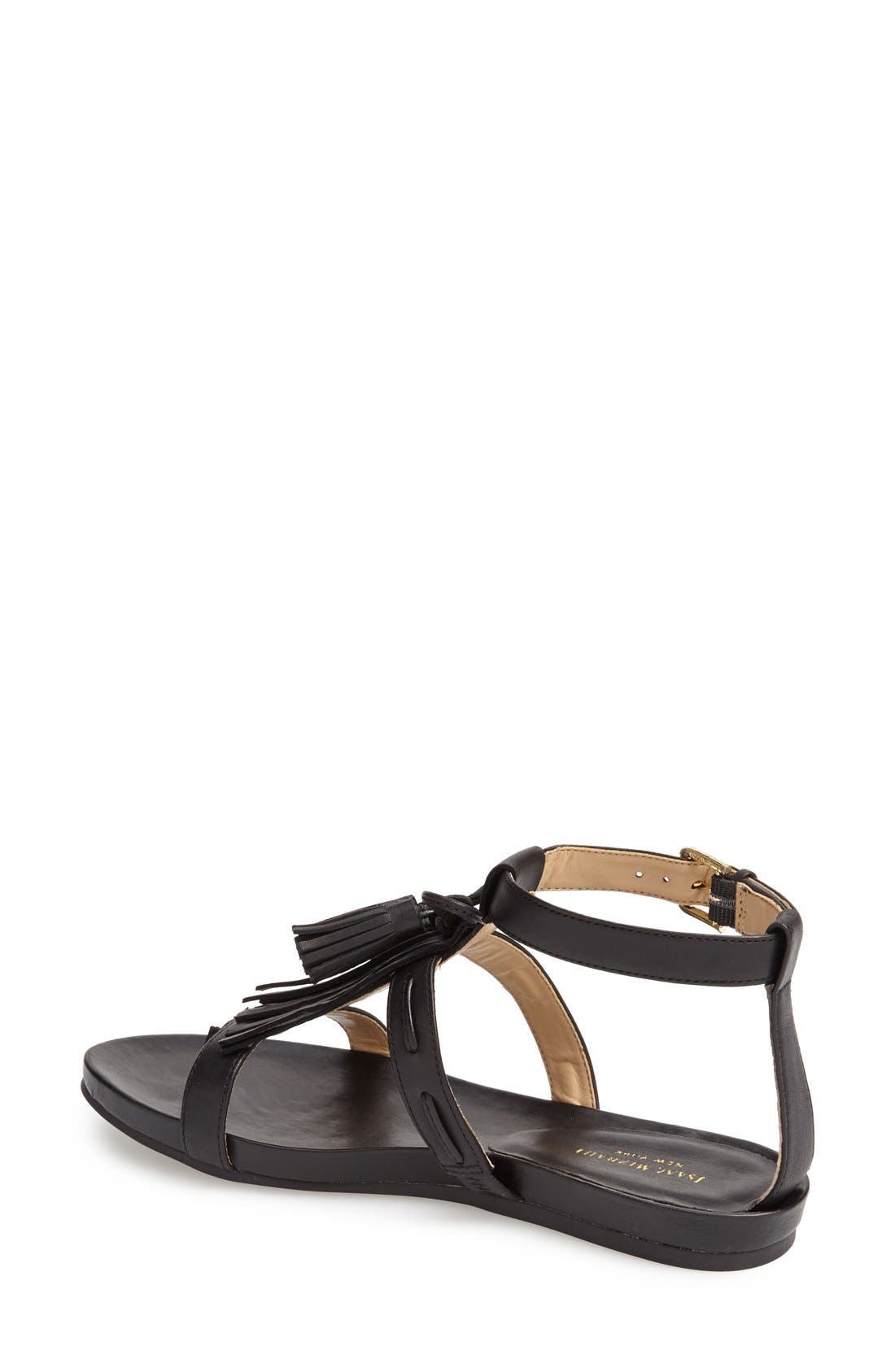 'Primp' Leather Fringe Sandal, Alternate, color, BLACK LEATHER