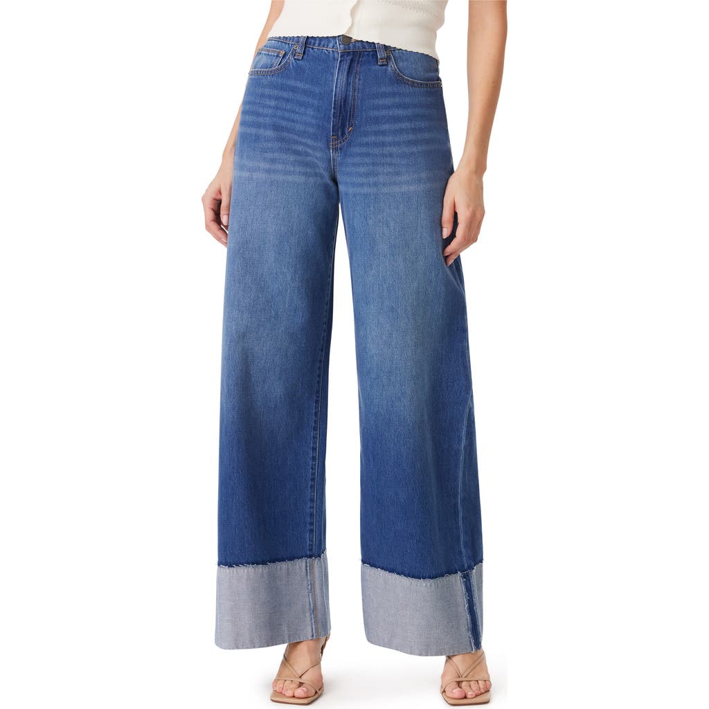 Habitual Cuffed Low Slung Wide Leg Jeans In Blue