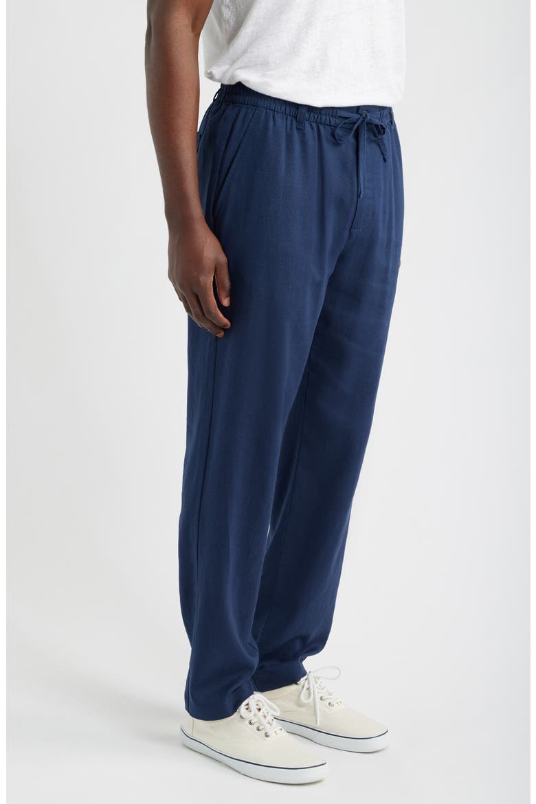 Straight Leg Linen Blend Drawstring Pants, Alternate, color, TRUE NAVY