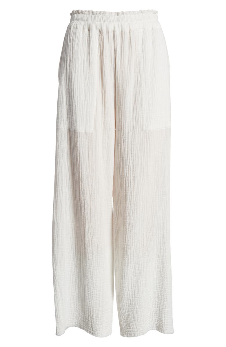 Rails Leon Crinkled Organic Cotton Crop Pants, Alternate, color, White