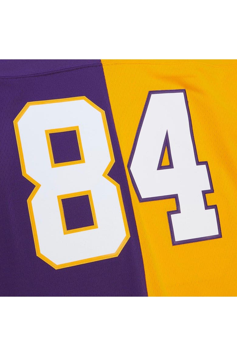 Men's Mitchell & Ness Randy Moss Purple/Gold Minnesota Vikings 1998 Split Legacy Replica Jersey, Alternate, color, Purple