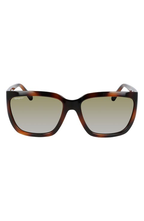 Salvatore Ferragamo Classic Logo 59mm Gradient Rectangle Sunglasses