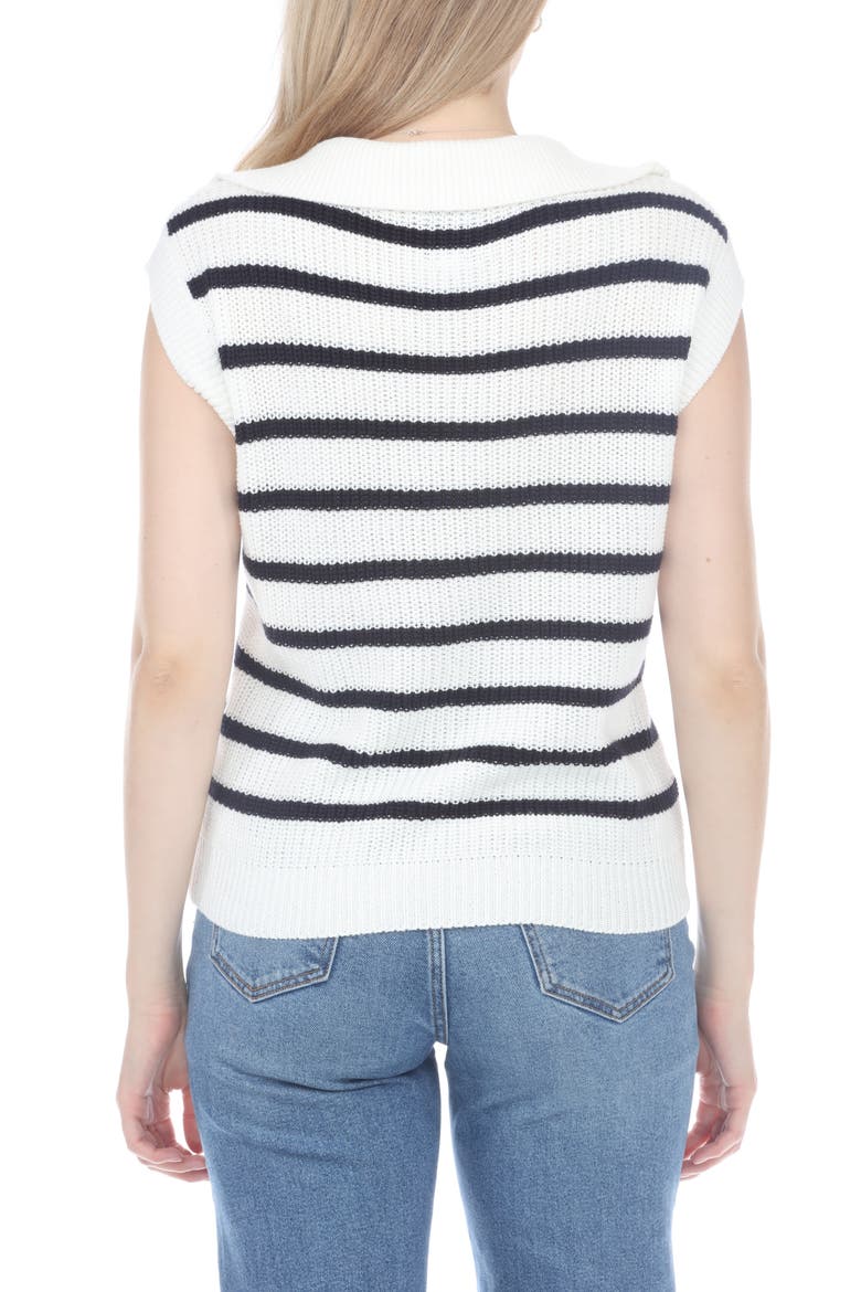 Quarter Zip Striped Knit Vest, Alternate, color, WHITE
