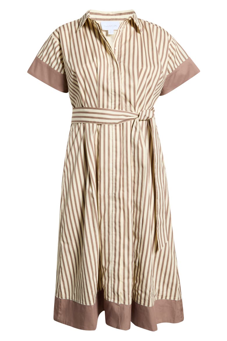 Stripe Midi Shirtdress, Alternate, color, BROWN-CREAM