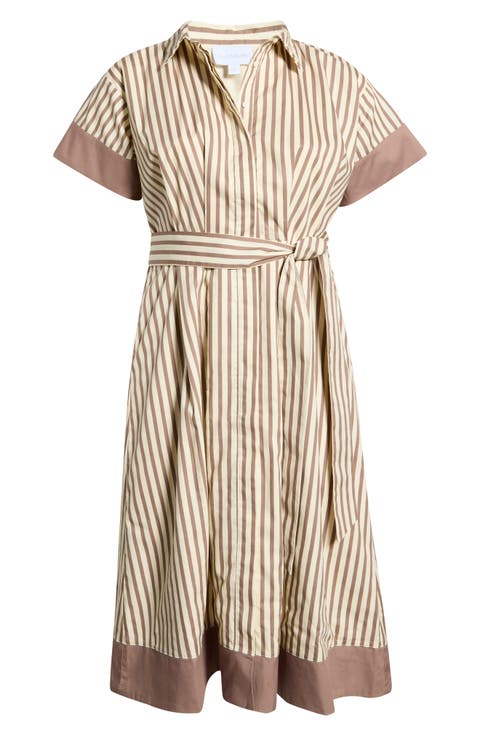 Stripe Midi Shirtdress (Plus)