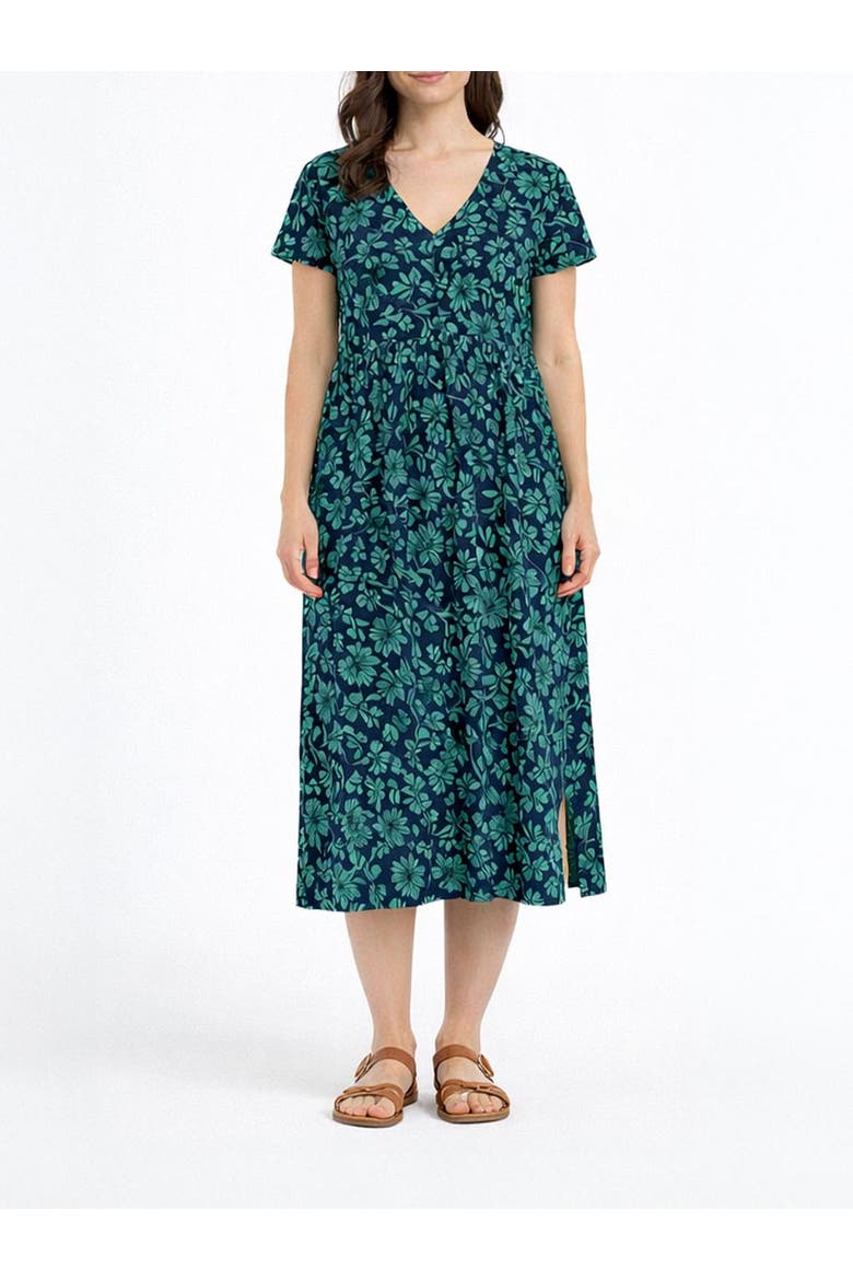 Printed Gathered-Waist Midi Jersey Dress, Alternate, color, Winter Western Paisley