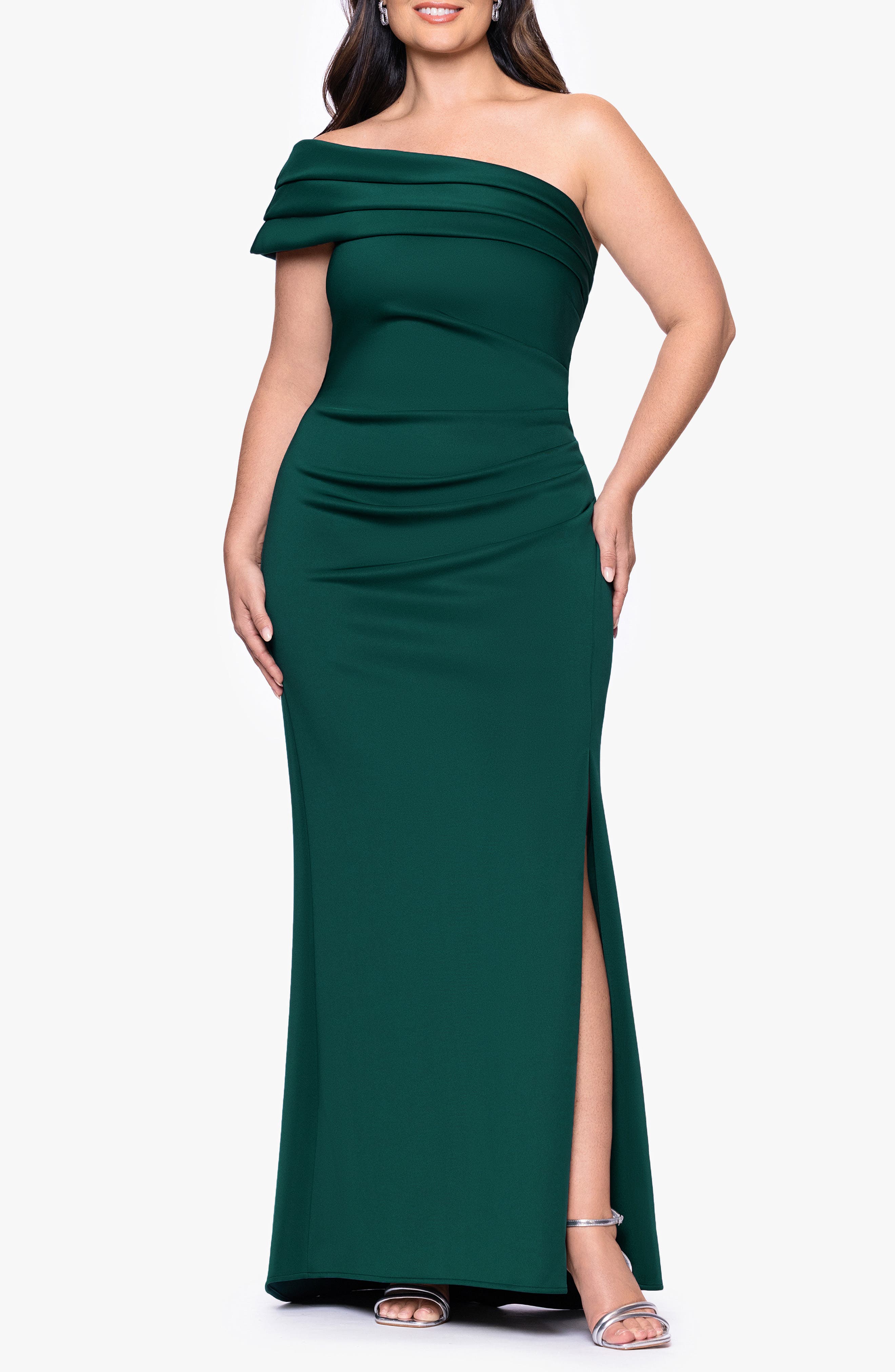 Pleated One-Shoulder Mermaid Gown