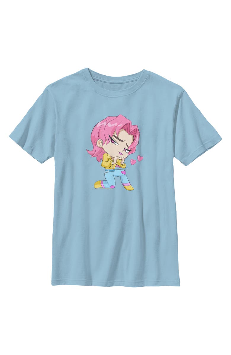 KPop Demon Hunters Boy's KPop Demon Hunters Chibi Romance Heart Graphic T-Shirt, Main, color, Light Blue