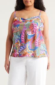 Tahari ASL Tropical Print Satin Camisole