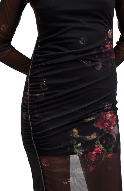 ALLSAINTS ALLSAINTS NORA FLORAL SPARKLE LONG SLEEVE DRESS