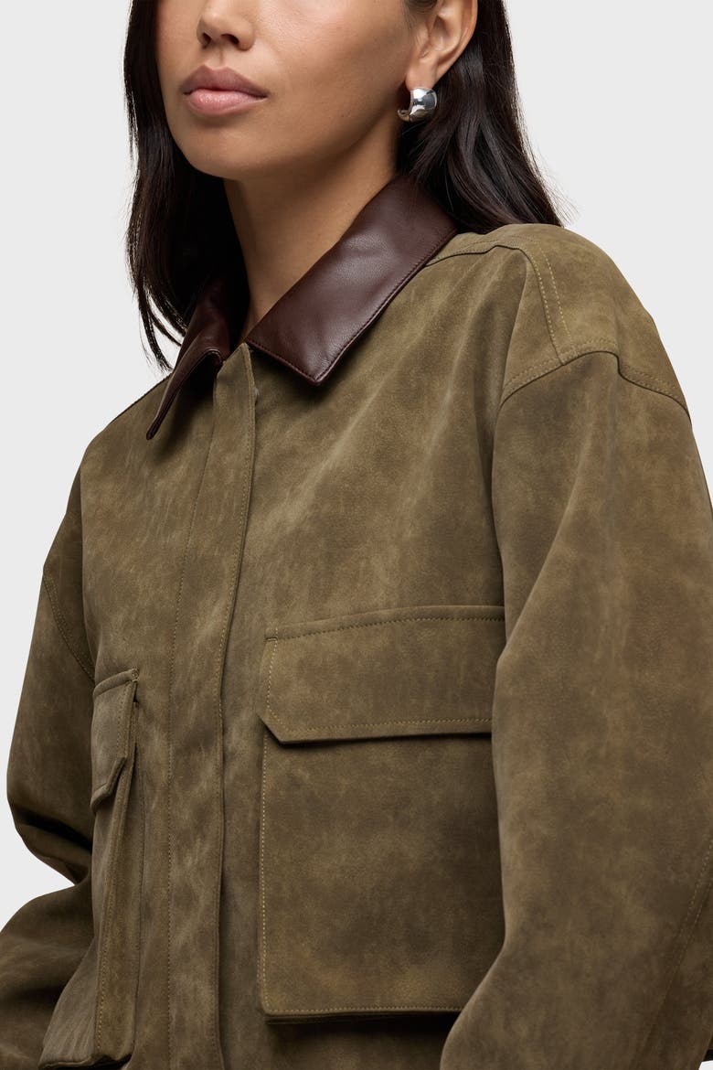 Faux Suede Chore Jacket, Alternate, color, ARMY GREEN