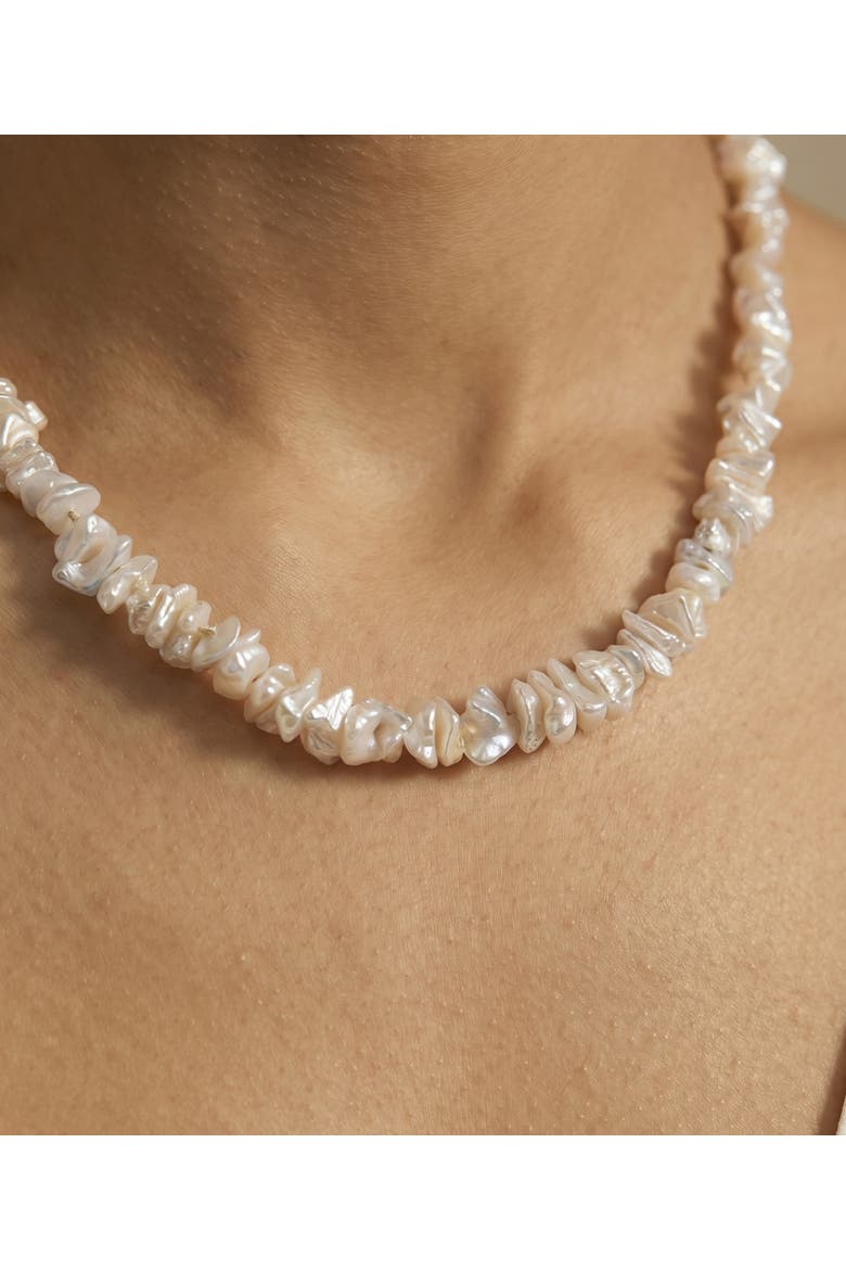 8.0-8.5mm White Freshwater Keshi Pearl Necklace, Alternate, color, Sterling Silver Clasp