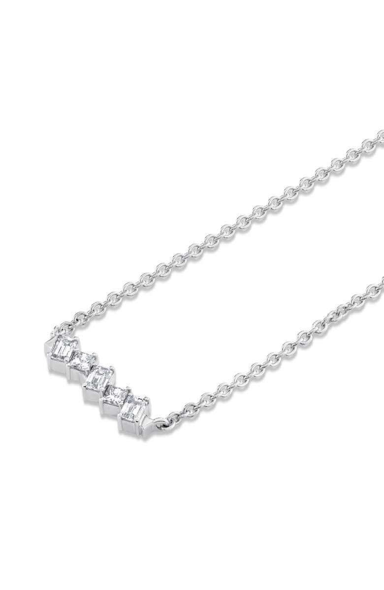 Michael M Mini Montage Emerald & Princess Diamond Bar Necklace, Alternate, color, White Gold