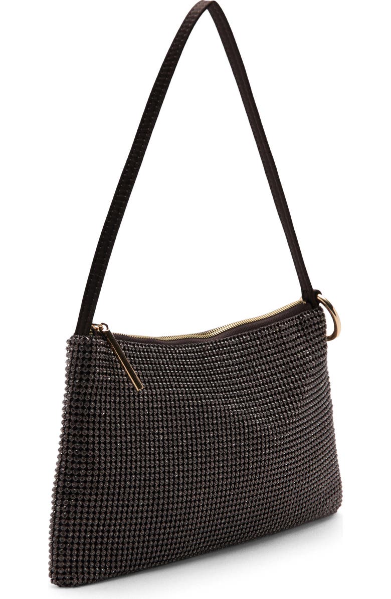 MANGO Rhinestone Shoulder Bag, Alternate, color, Chocolate