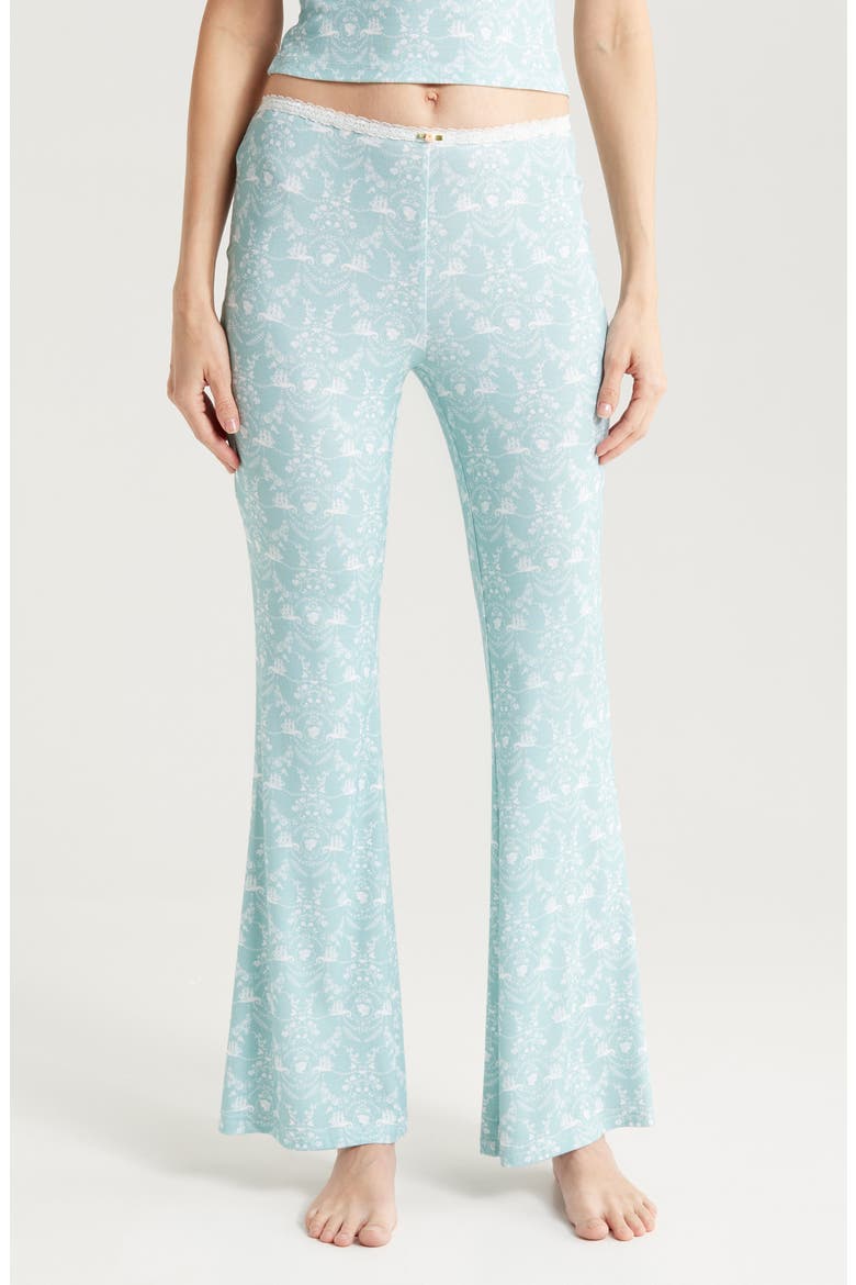 Lace Trim Stretch Modal Flare Pants, Main, color, LADY OF THE SEA
