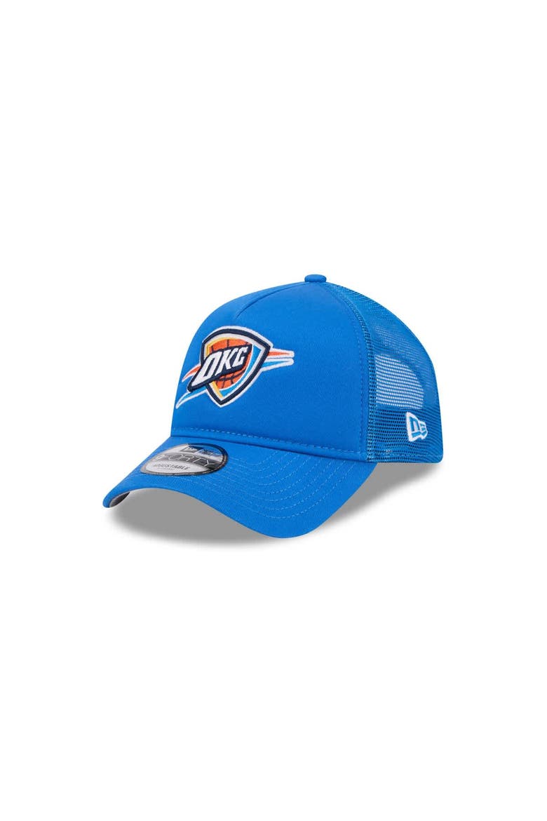 Men's New Era Blue Oklahoma City Thunder Core Logo Foam Front A-Frame 9FORTY Adjustable Trucker Hat, Main, color, Blue