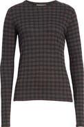Vince Check Plaid Long Sleeve Knit Top