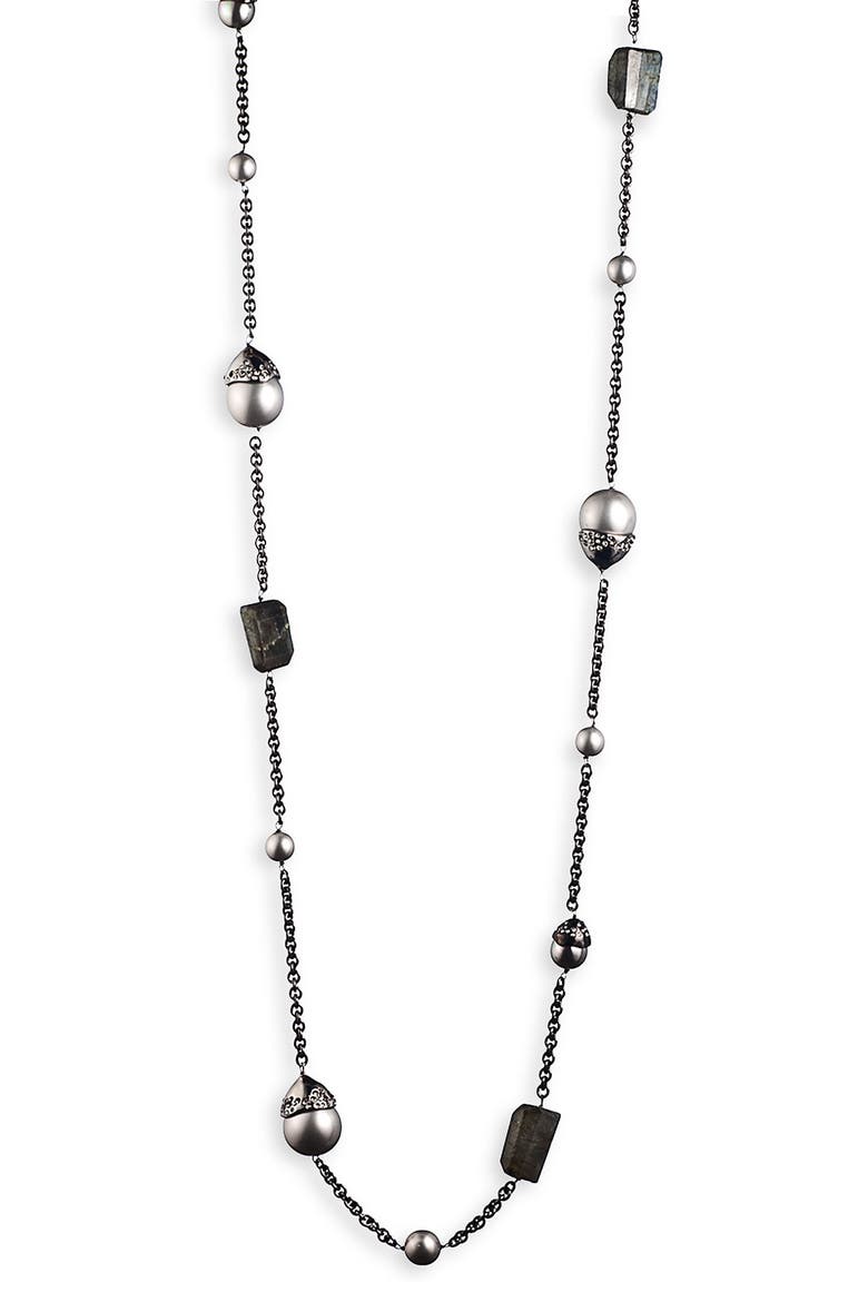 'Miss Havisham' Long Station Necklace, Alternate, color, GUNMETAL