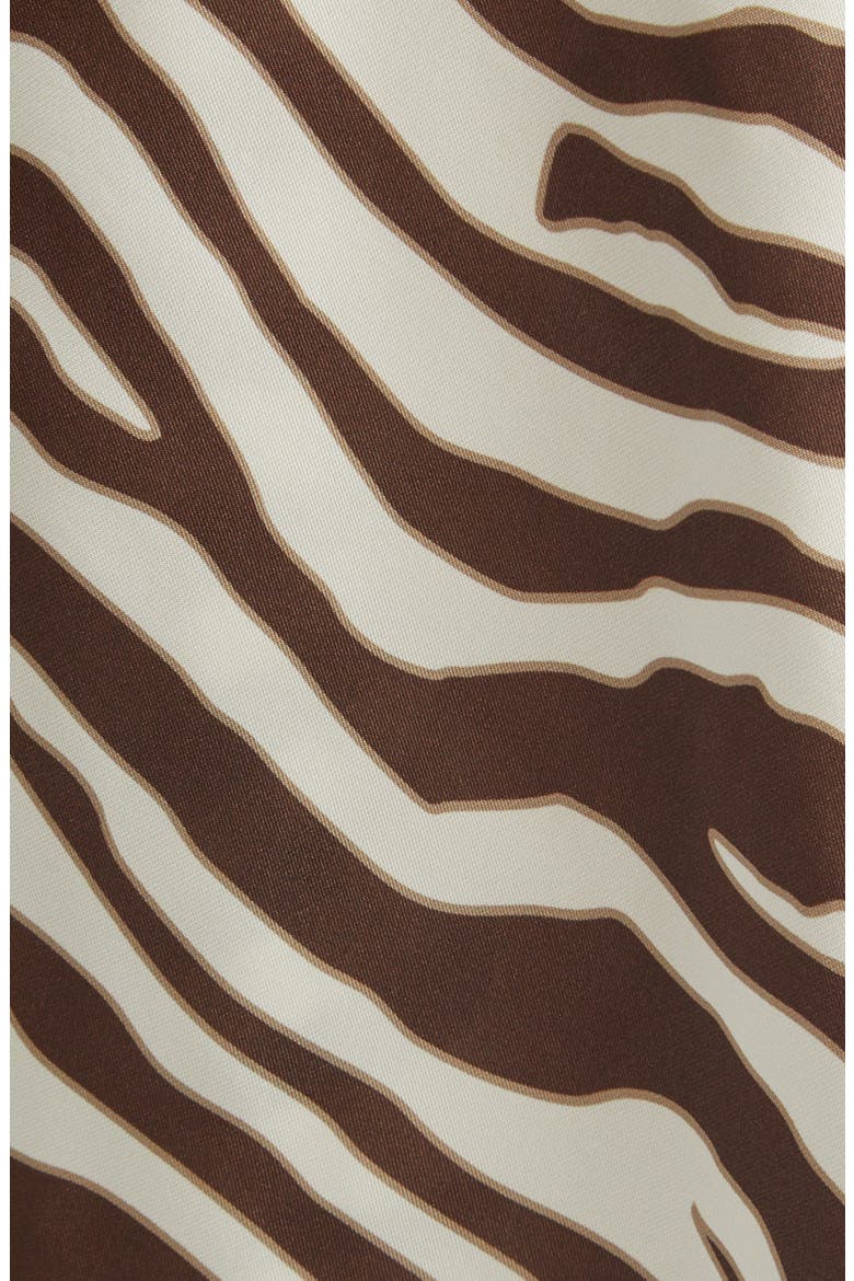 Serena Rolled Sleeve Zebra Print Midi Shirtdress, Alternate, color, NATURAL ZEBRA