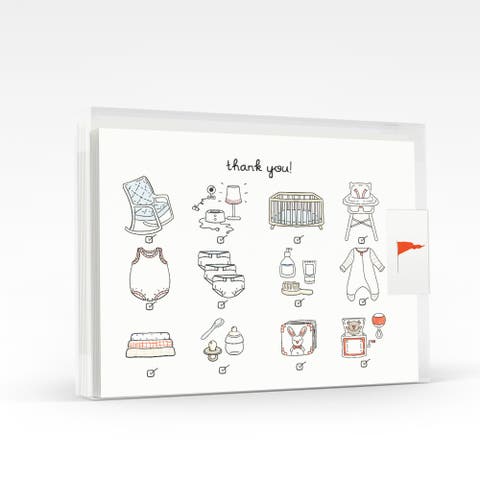 Baby Checklist Thank You Greeting Card Pack Set