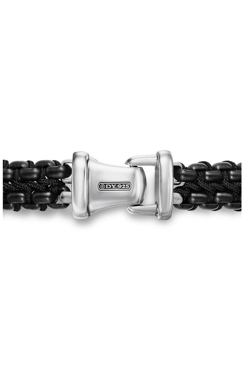 Woven Box Chain Bracelet in Sterling Silver with Stainless Steel & Nylon, 10mm, Alternate, color, BLACK/ BLACK
