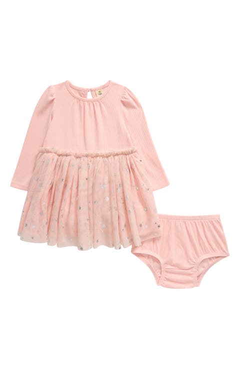 Foil Long Sleeve Rib Tutu Party Dress with Bloomers (Baby)