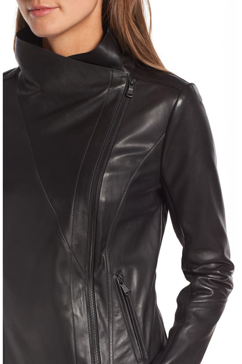Raw Edge Leather Jacket, Alternate, color, BLACK