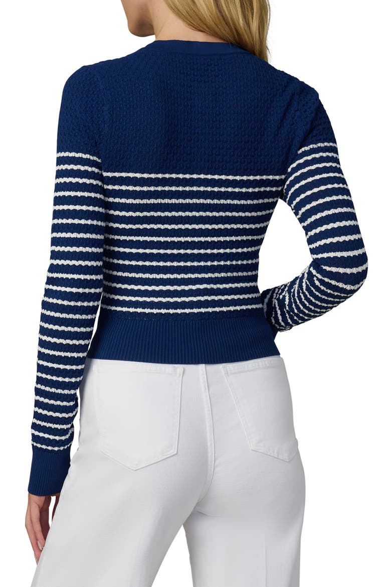 The Dani Stripe Pointelle Cardigan, Alternate, color, ROYAL BLUE/ MILK STRIPE