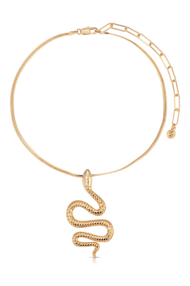 Serpentina Cubic Zirconia Pendant Necklace, Main, color, GOLD