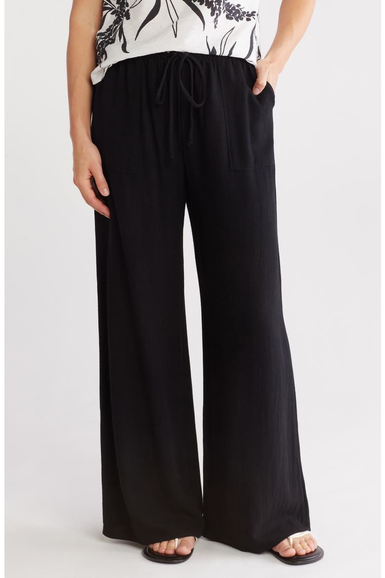 Relaxed Fit Drawstring Pants, Main, color, BLACK