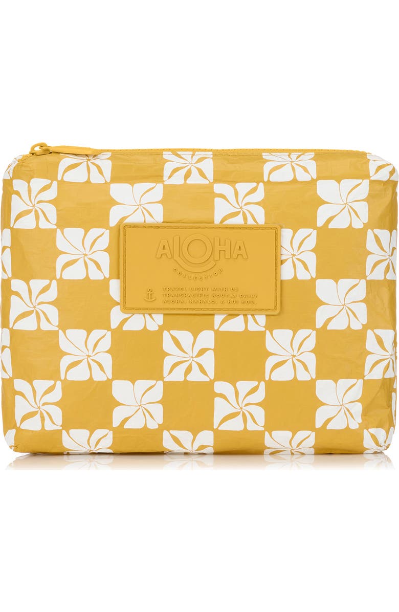 Aloha Collection Small Pua Check Water Resistant Tyvek<sup>®</sup> Zip Pouch, Main, color,
