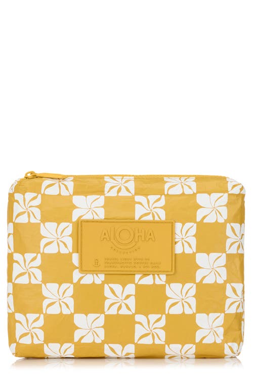 Aloha Collection Small Pua Check Water Resistant Tyvek® Zip Pouch In Yellow