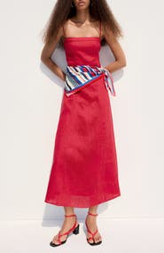 MANGO A-Line Linen Dress