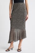 Loveappella Leopard Print Mesh Midi Skirt