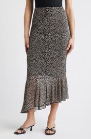 Loveappella Leopard Print Mesh Midi Skirt