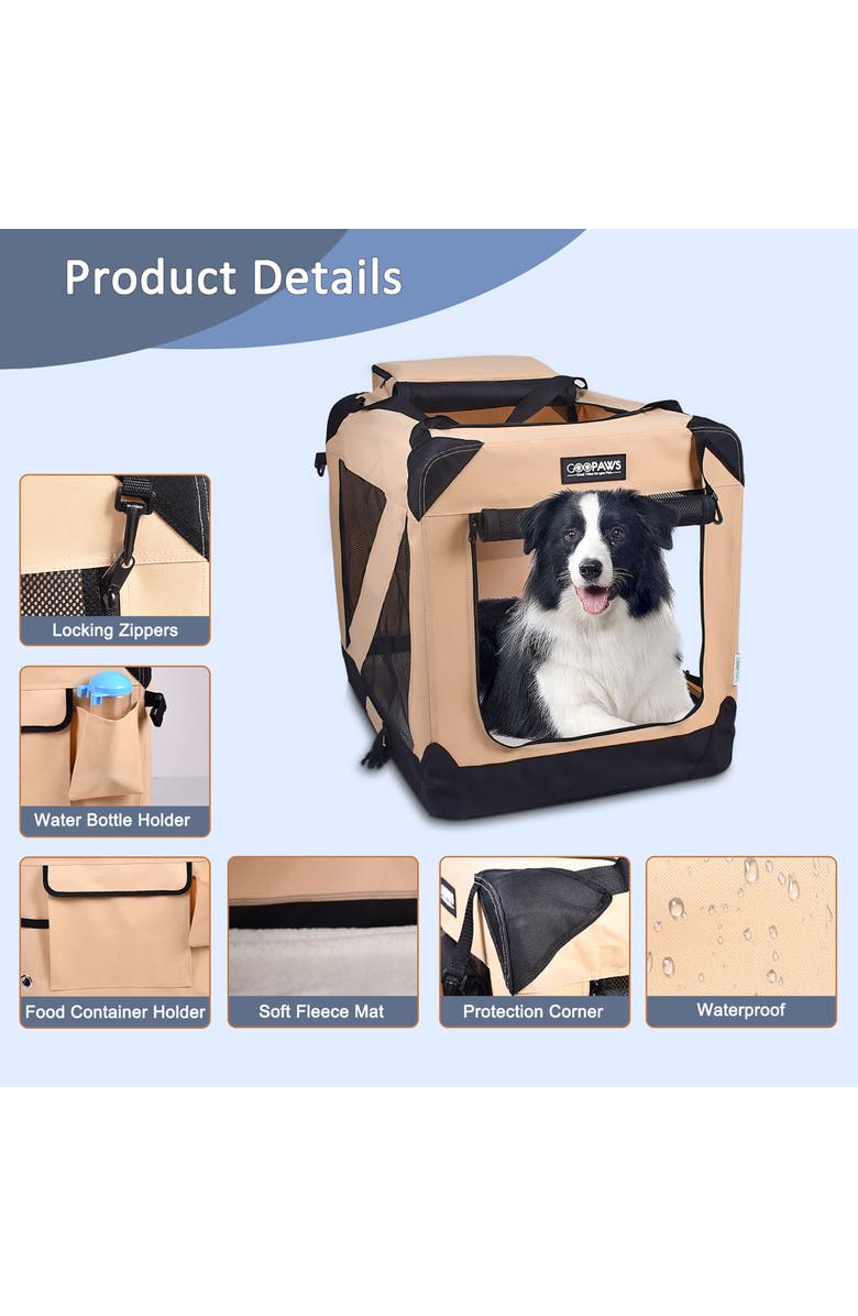 JESPET Soft Pet Crate 36" Beige, Dogs & Cats, 70Lb Capacity, Alternate, color, Multicolored