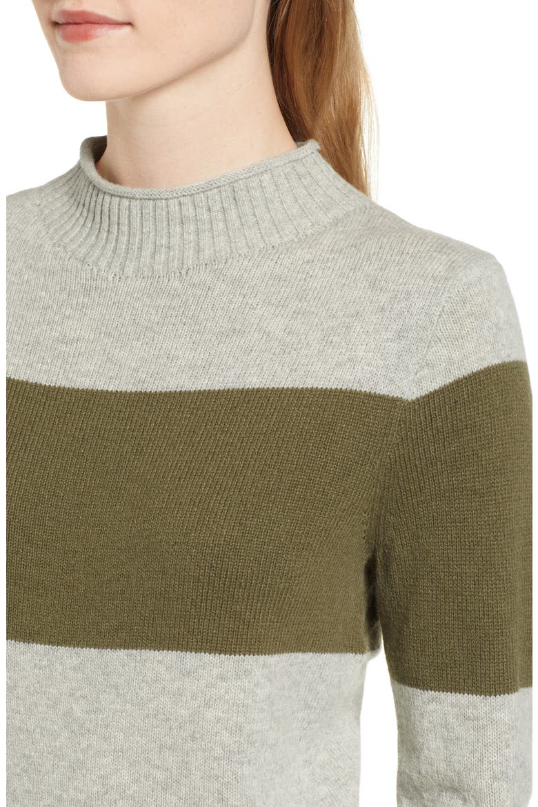 1988 Stripe Roll Neck Sweater, Alternate, color, HEATHER LIGHT IVORY BLACK