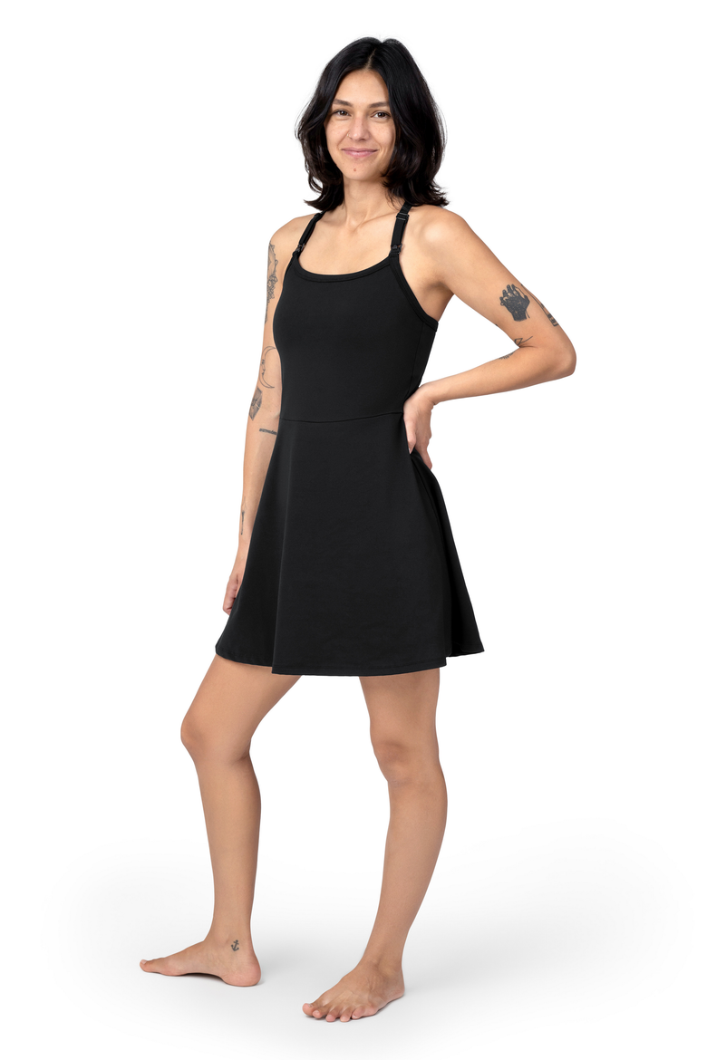 black nursing dress H&M MAMA - MAMA with Tie-Top Shoulder Straps - Size: XS Functional pockets and easy one Ebony ~ Folklore Maxi 