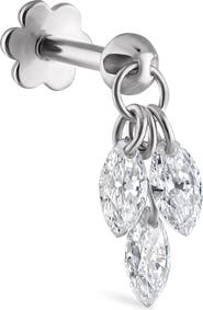 MARIA TASH Floating Diamond Plume Single Threaded Stud Earring