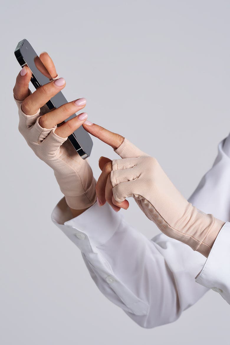 Ouray Fingerless UV Sun Gloves, UPF 50+ Sun Protection, Alternate, color, Pale Khaki