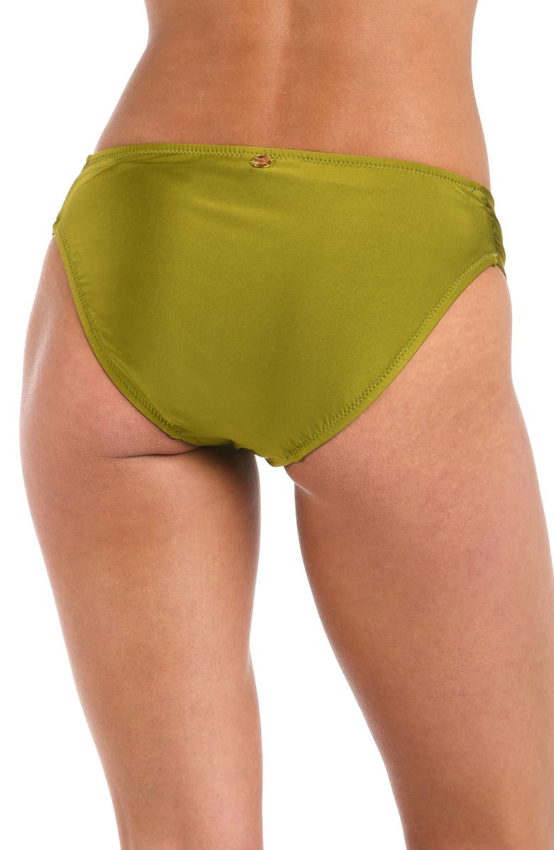 Sunshine 79 Solids Shirred Side Bikini Bottoms, Alternate, color, Olive