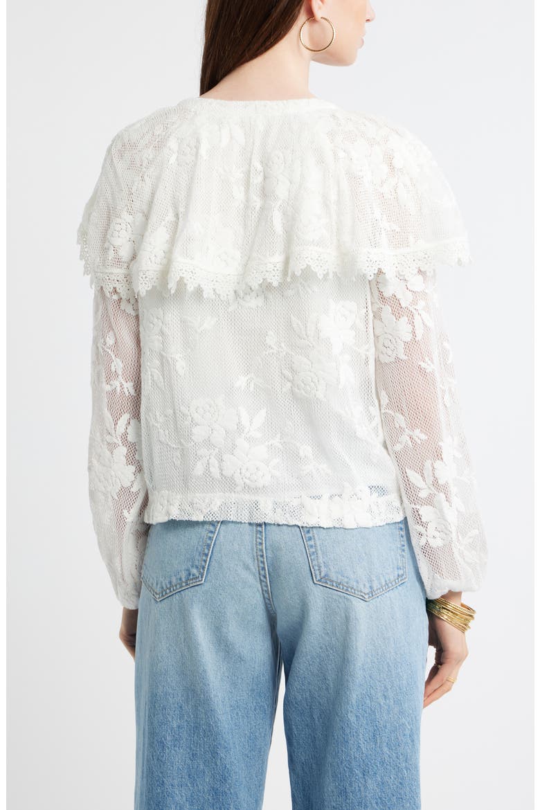 Lace Button-Up Shirt, Alternate, color, IVORY EGRET