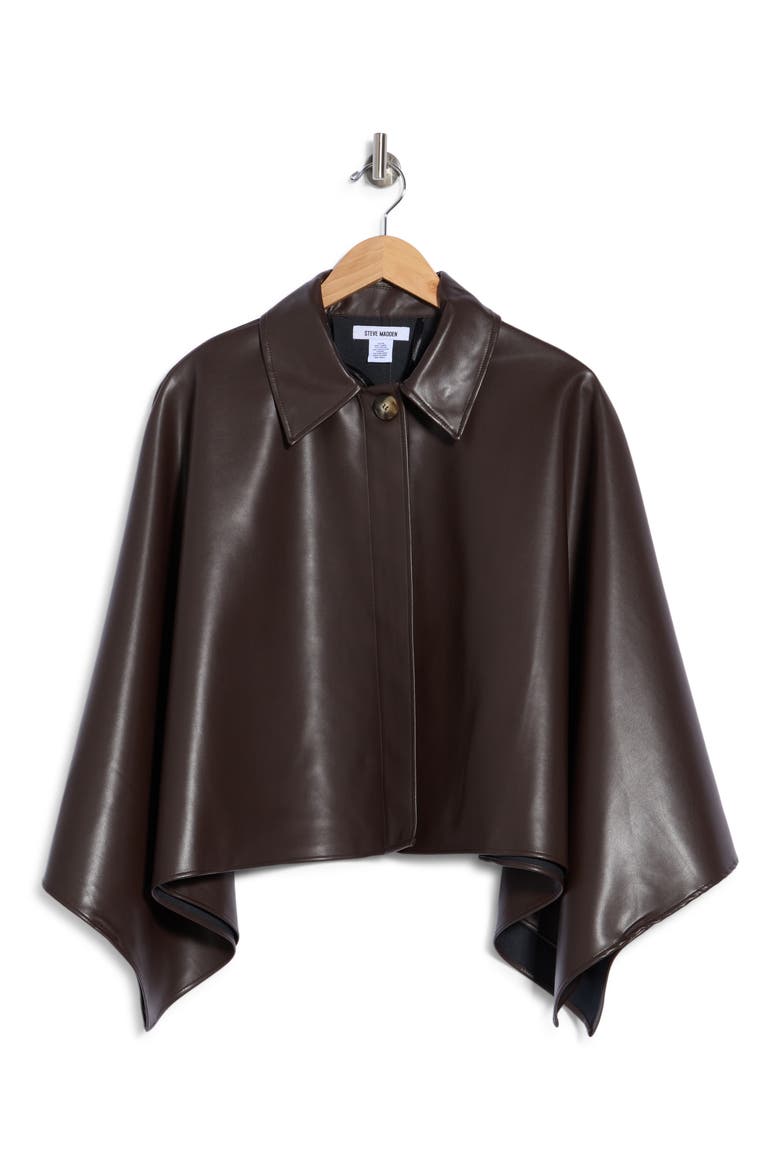 Faux Leather Cape, Main, color, CHOCOLATE