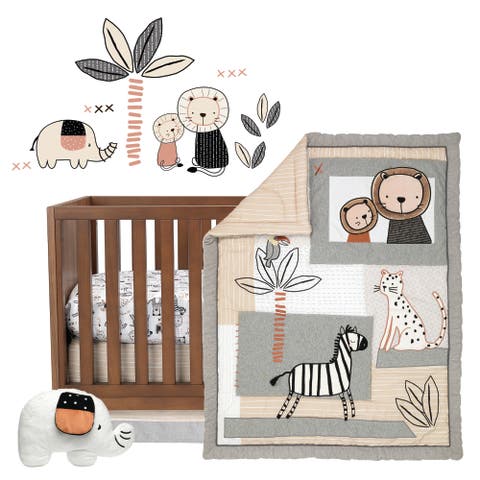 Patchwork Jungle 5-Piece Nursery Baby Crib Bedding Set