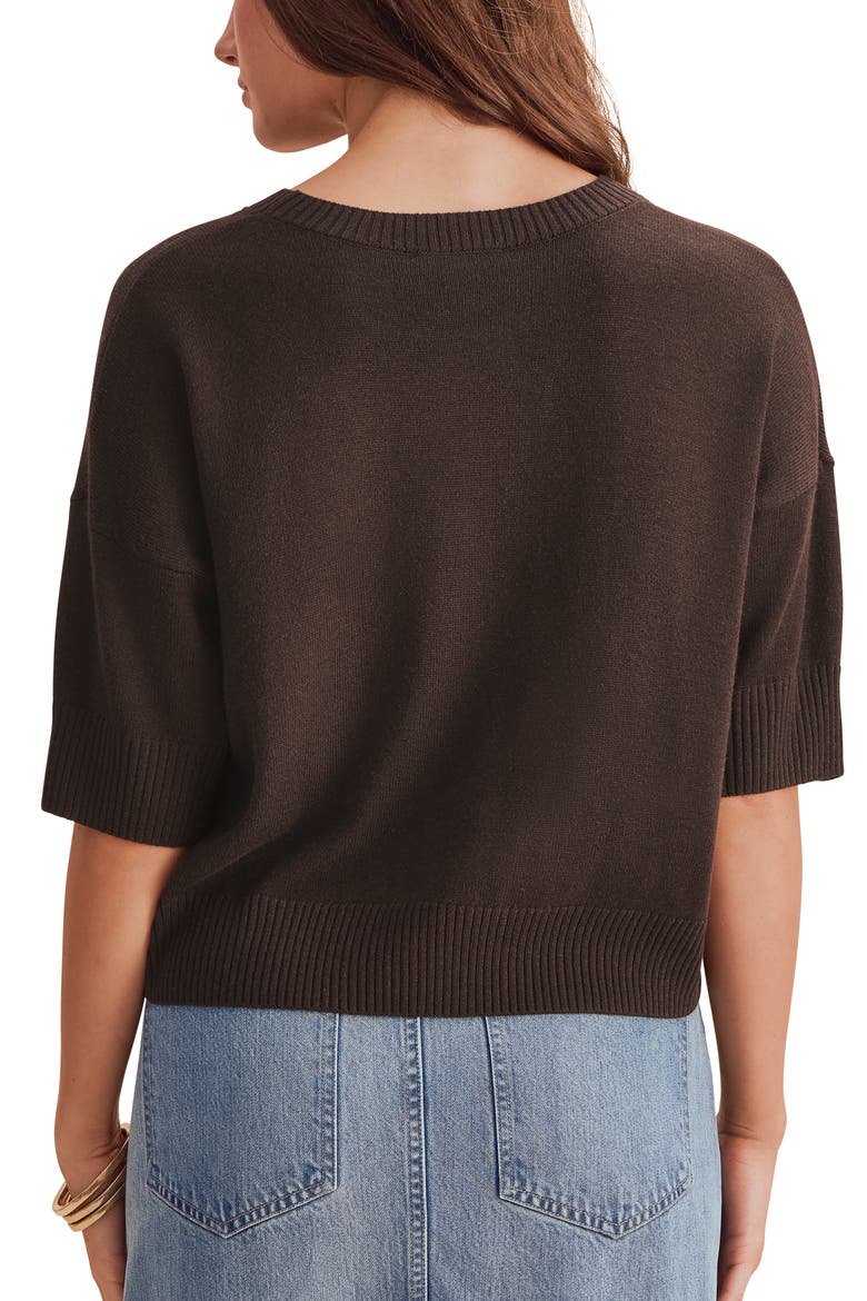 Georgie Short Sleeve Sweater, Alternate, color, JAVA BROWN