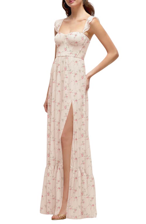 Dessy Collection Bustier Maxi Dress In Coquette Floral Print