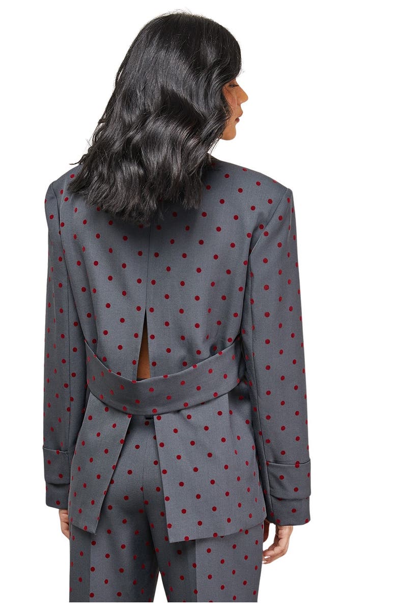 Warehouse Velvet Spot Blazer, Alternate, color, Grey